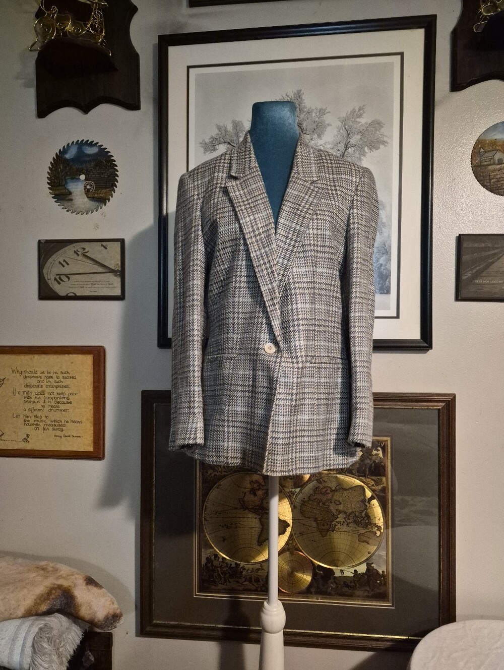 Vintage Hyde Point Fashions Glen Plaid Twill Blazer Size 6